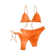 thumbnail image 4 of Swimming Suits for Women, 2 Piece Swimsuit for Women, Womens Bathing Suits, Women's Two Piece Bikini Swimsuit Ribbed Triangle Top Bathing Suits String Cheeky Bikini Sets, Saffron XL, 4 of 4