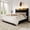 Black, variant on Amolife Queen Bed Frame with Chenille Wingback Headboard, LED Lights, Charging Station & Storage Shelf, No Box Spring Required, Cream White