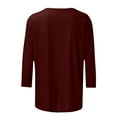 thumbnail image 4 of Penkiiy Women's Valentine's Day Fashion Printed T-shirt 3/4 Sleeves Blouse Round Neck Casual Tops XS Wine, 4 of 5