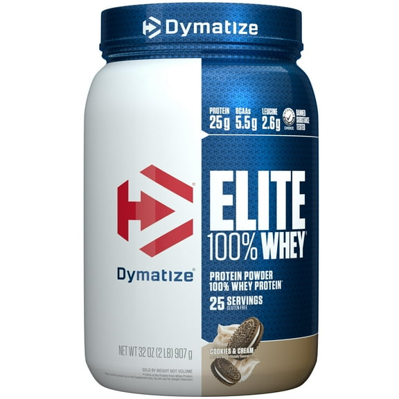 Dymatize Elite 100% Whey Protein Powder, 25g Protein, Cookies & Cream, 2 Lbs
