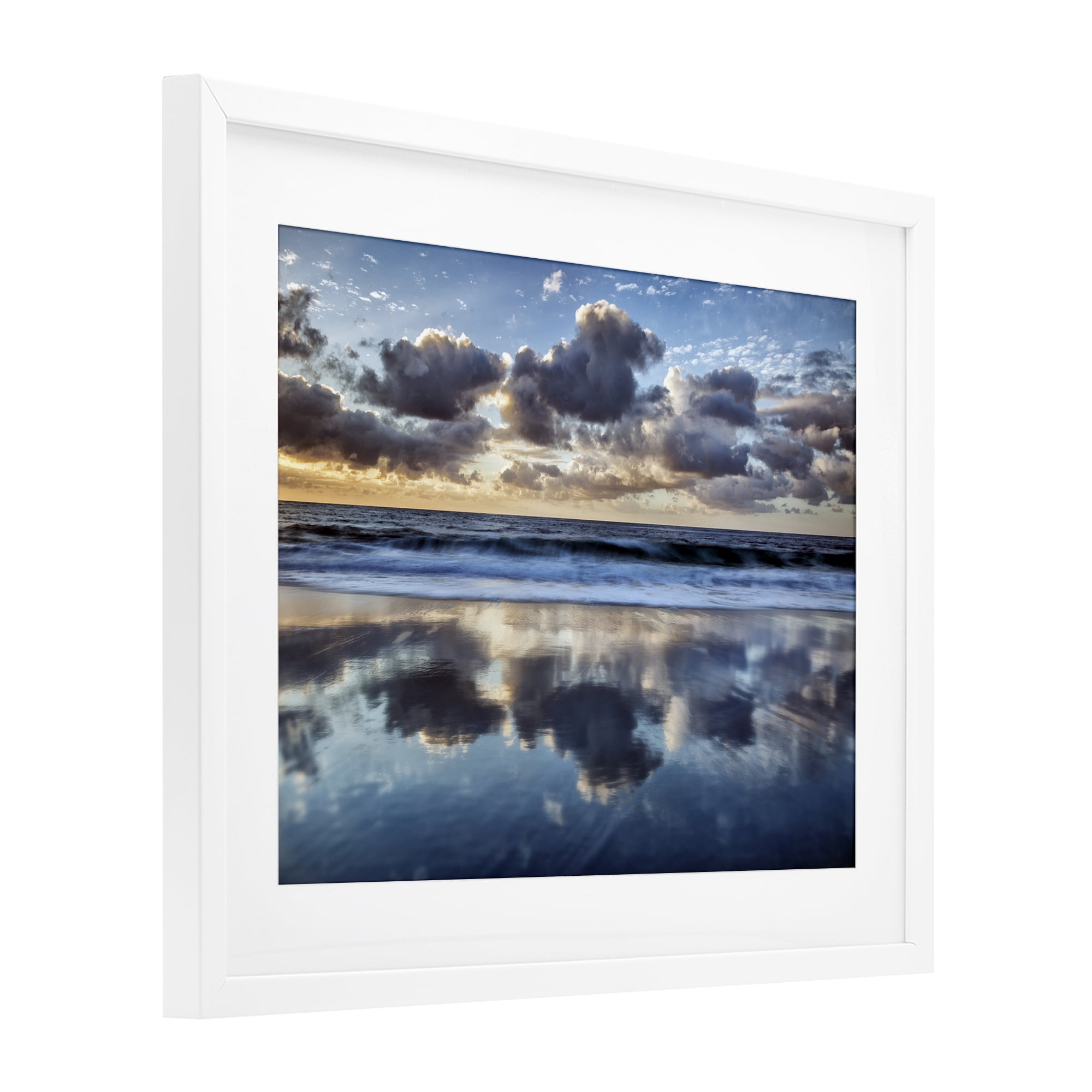 Stupell Industries Reflective Clouds Seascape White Framed Print Under Glass, design by Superstock Partners LLC