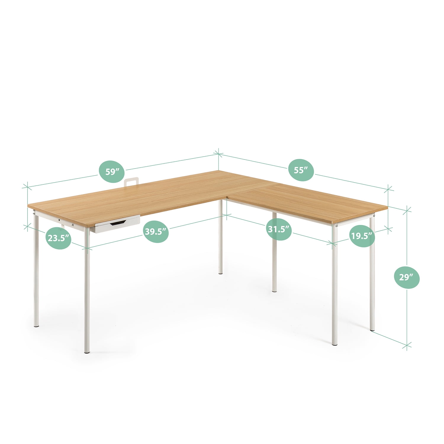 Zinus Dominic 29" L-Shaped Corner Desk in Cream