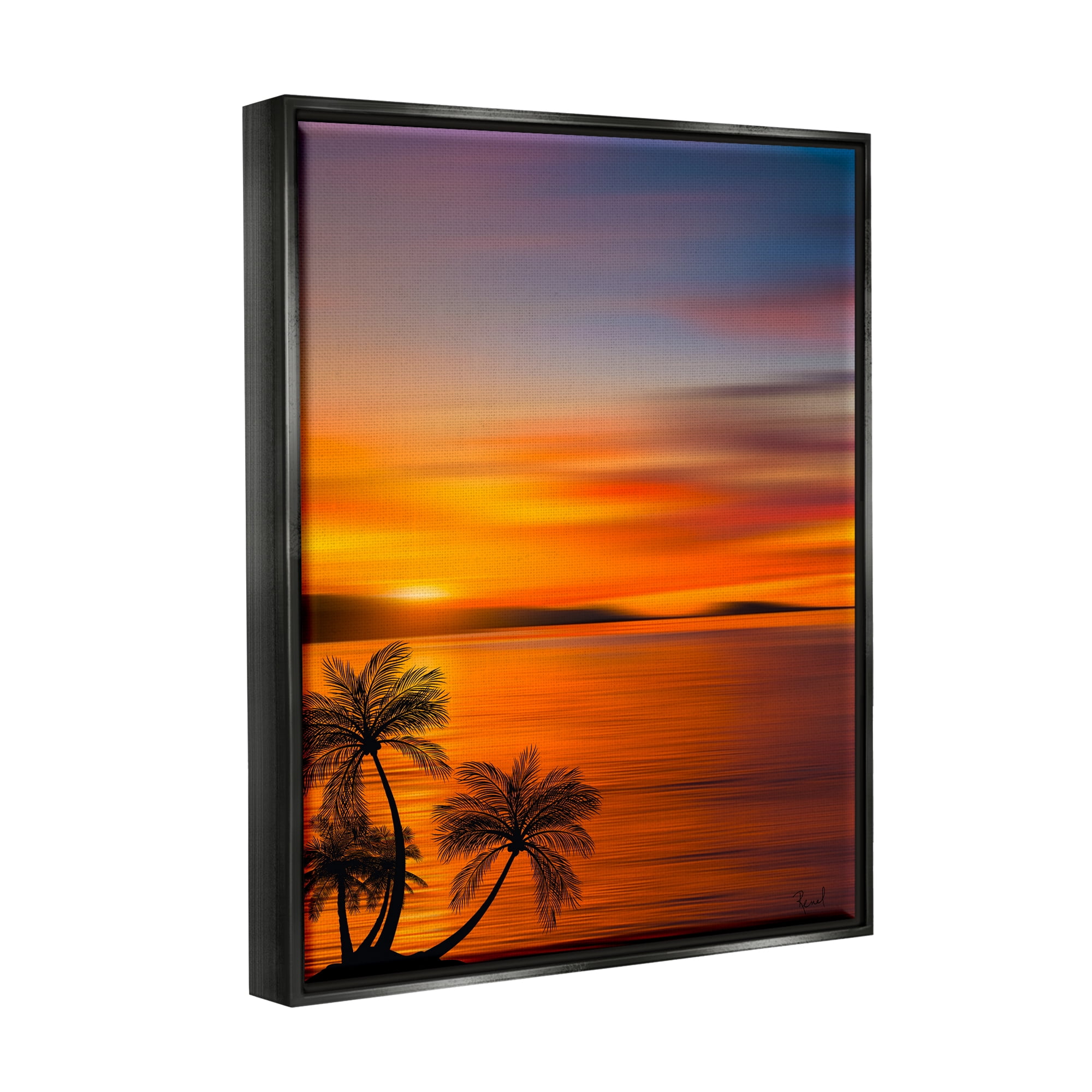 Stupell Industries Pleasant View Sunset Landscape Painting Black Floater Framed Canvas Art Print Wall Art, 25 x 31