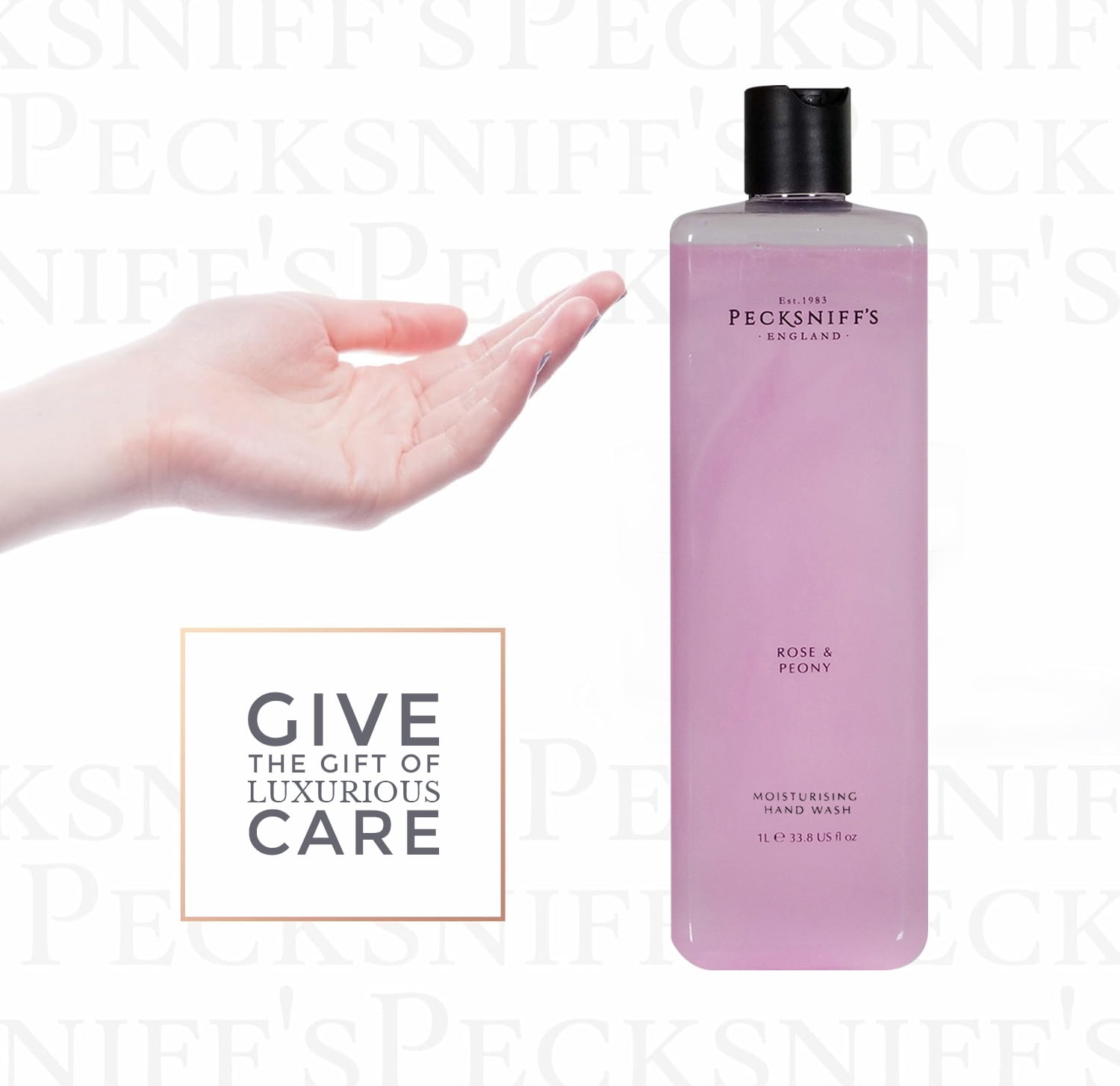 Pecksniffs Classic Rose & Peony Scented Moisturizing Hand Wash Refill | 1L/1000ml, 33.8 Fl oz