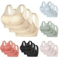 thumbnail image 2 of VISALY Bras for Women, Pack of 3 Women'S Bra with out Underwire Comfort Sports Bra Padded Lace Bra Soft Stretch Bustier Medium Hold Non Wired Sleep Bra Classic Top for Everyday, Wireless Bra, XL, 2 of 9