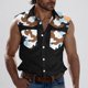 thumbnail image 2 of Camisas de Cuello para Hombres, Moda Casual Día de la Independencia Imprimir Turndown Bolsillos sin Mangas Tanque Deportivo, 2 of 5