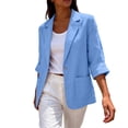 thumbnail image 6 of Cotton Linen Blazers for Women Plus Size Lightweight Blazers Open Front Casual Daily Blazer Jacket Long Sleeve Outerwear with Pockets, 6 of 7