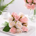 thumbnail image 4 of Arreglo de 12 cabezas de rosas artificiales, ramo de seda para fiestas en el hogar, la oficina, la decoración de bodas y novias, 4 of 7