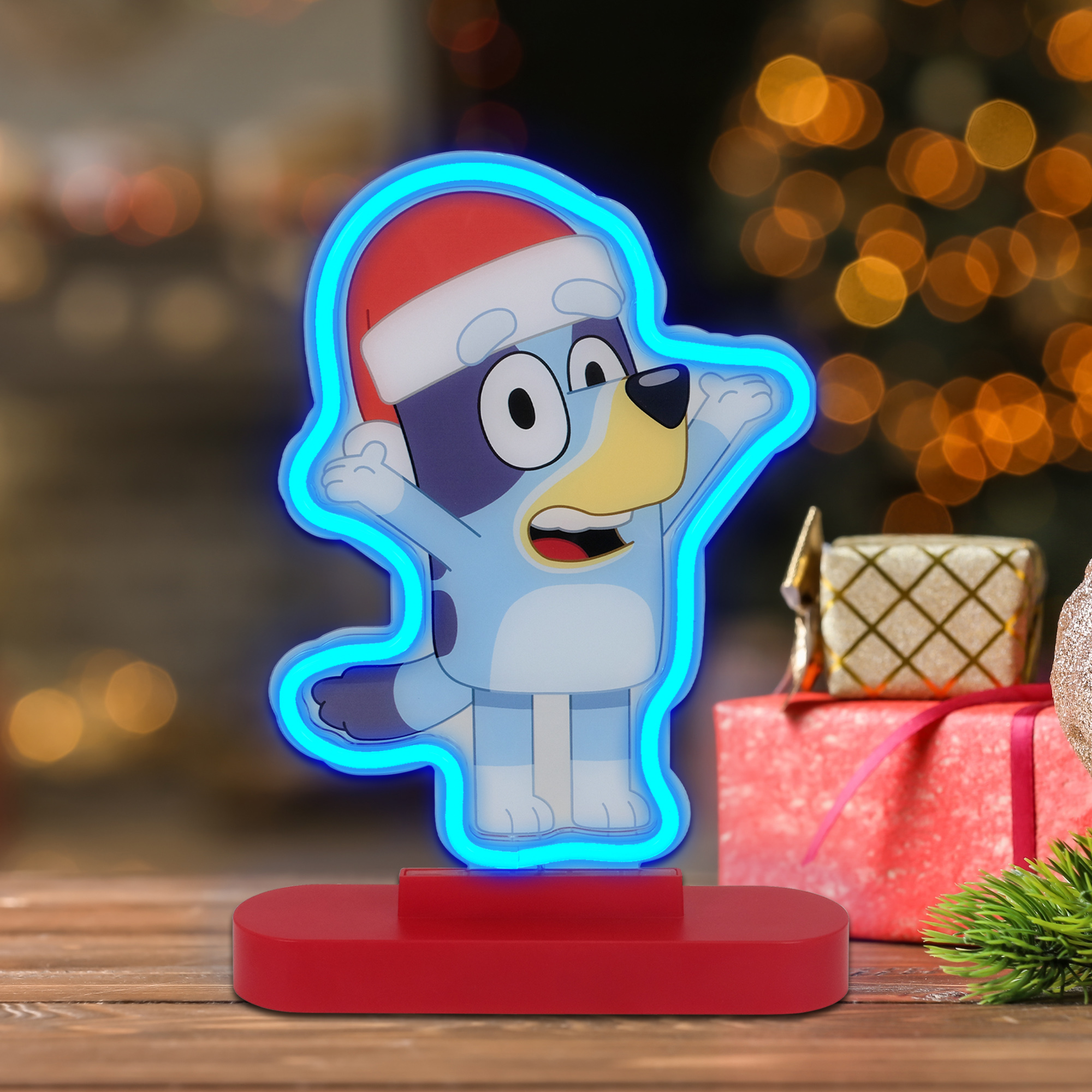 Bluey Neon Tabletop Light with Santa Hat