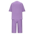 thumbnail image 4 of Jinhomg Womens Casual Outfits for Summer 2 Piece Linen Vacation Beach Sets Casual Comfy Short Sleeve Button Down Cardigan and Shorts Purple XL, 4 of 10