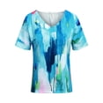 thumbnail image 3 of DYMADE Women V Neck Short Sleeve Floral Printed Shirt Blouses Tops, 3 of 4