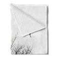 thumbnail image 2 of Black and White Soft Flannel Fleece Blanket, Silhouette of a Tree and Flying Birds Simple Minimalistic Design Artwork, Cozy Plush for Indoor and Outdoor Use, 70" x 90", Black White, by Ambesonne, 2 of 5