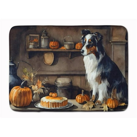 

19 x 27 in. Unisex Australian Shepherd Fall Kitchen Pumpkins Memory Foam Kitchen Mat