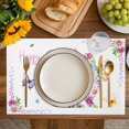 thumbnail image 4 of Easter Bunny Placemats Set of 8, Spring Flower Daisy Tulips Pastoral Butterfly Placemats for Dining Table, Place Mats for Kitchen Tabletop, Waterproof Wipeable Dining Table Mats Set, 4 of 9
