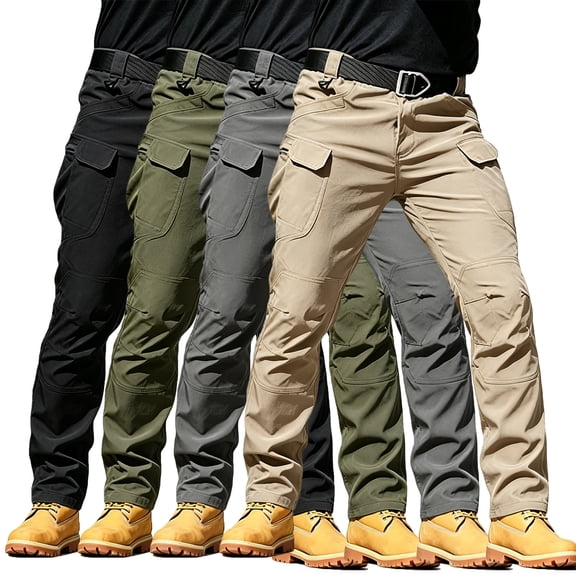 Men Lightweight Cargo Pants Regular Stretch Fit UV Safe 6 Pocket All Terrain Hiking Pants S-XXL(1 piece)
