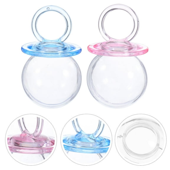 OFFIGAM 24 Assorted Pacifier Candy Boxes Clear Plastic Treat Containers for Baby Shower Favors and Party Decor