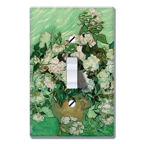 WIRESTER 1-Gang Toggle Wall Plate/Switch Plate Cover, Vase With Pink Roses By Vincent Van Gogh