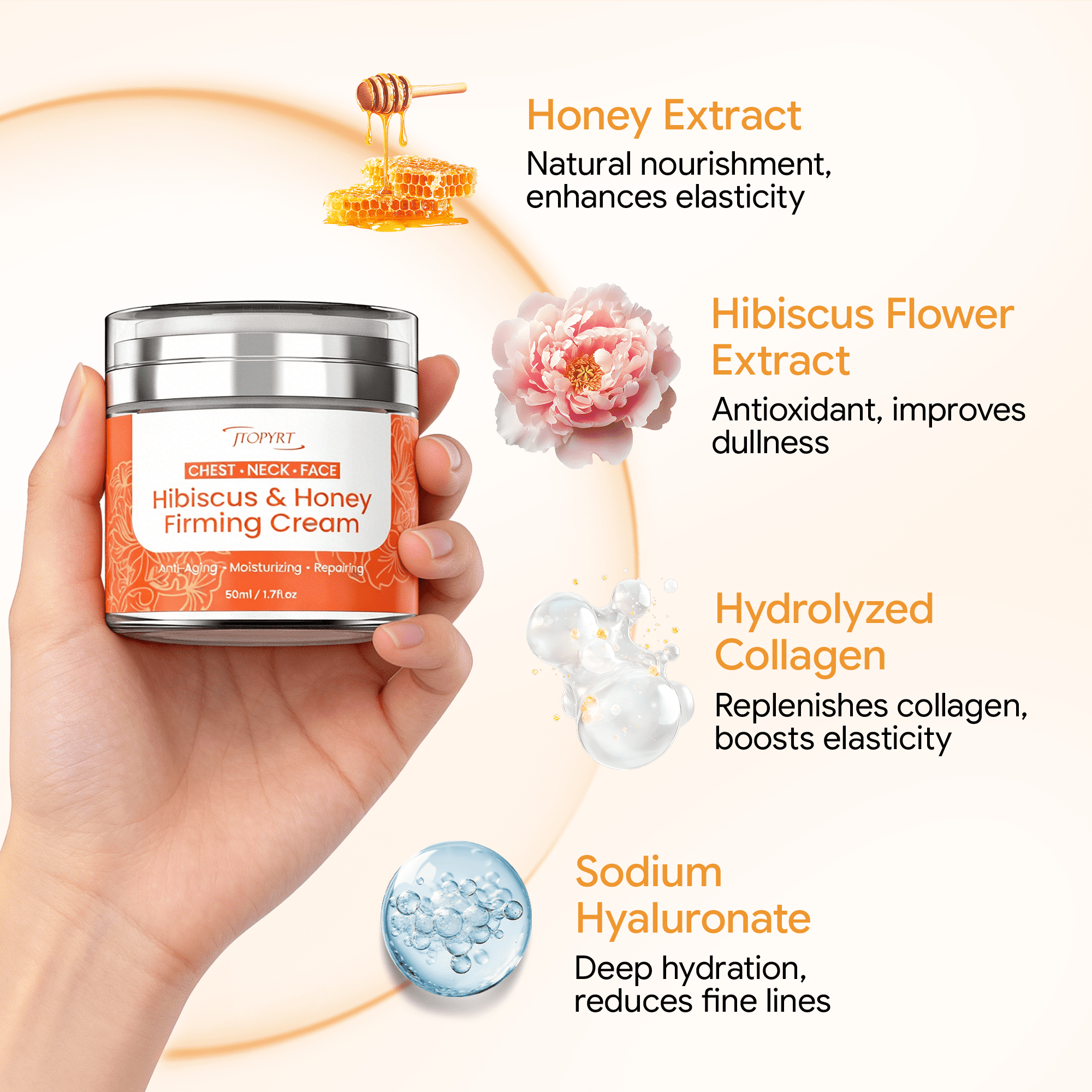 Jtopyrt Neck Cream, 1.7 oz, Tightening, Firming, Nourishing, Daily