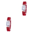 thumbnail image 1 of Minnieouse Reloj de de acero inoxidable para mujer, de color sólido, elegante, informal, analógico, para chicas, para mujer, reloj de Rojo 2piezas, 1 of 6