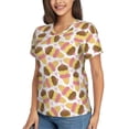thumbnail image 5 of Yiaed Cute Ice Cream Print Women's T Shirt V-Neck Short Sleeve Shirt Casual Breathable Tee Summer Tops-Large, 5 of 5
