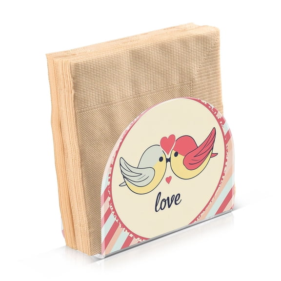 Dailycode Napkin Holder for Table Acrylic Kitchen Paper Tissue Dispenser, Cute Lovebirds