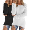 thumbnail image 2 of Multicolor Womens Fall Tops Women's Fashionable Long Sleeve Pullovers Loose Fuzzy Jumper Sweater Sweaters for Women, 2 of 6