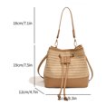 thumbnail image 4 of Bolso Hombro Paja para Mujer Tipo Cubo Con Cordón Cuero PU Playa Tejido (marrón), 4 of 4