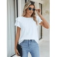 thumbnail image 4 of Women Dressy Casual Tops Business Work Blouses Summer Shirts Short Sleeve Crew Neck Outfits, 4 of 7
