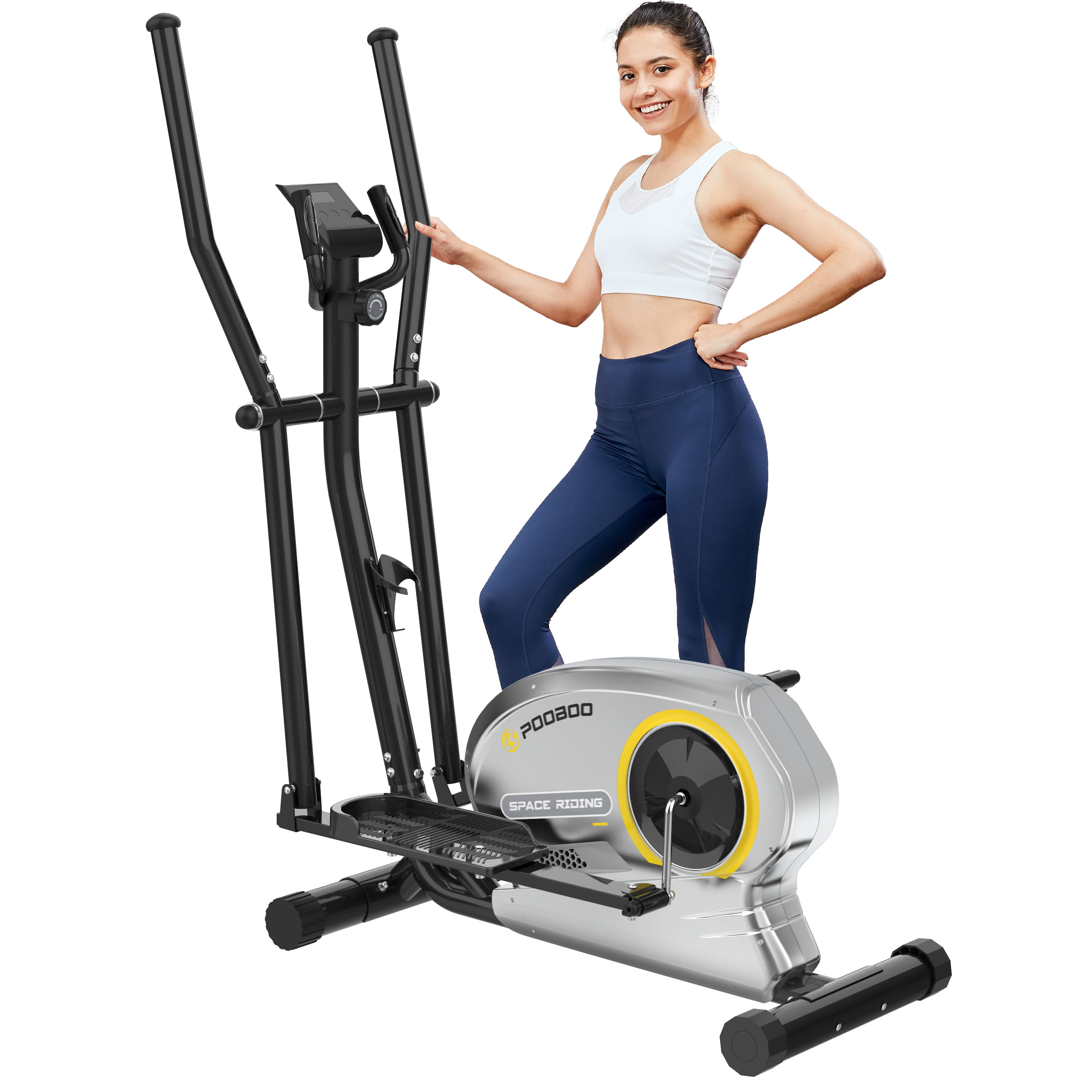 pooboo Elliptical Machine Magnetic Elliptical Trainers for Home Use Indoor Elliptical Exercise Machine 350lbs Capacity 