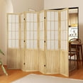 thumbnail image 2 of Room Divider, Tall Japanese Shoji Style Folding Wood Screen with Double Hinges for Home Office, Bedroom, Hotel Decoration, 2 of 7