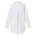 thumbnail image 7 of Women's Oversized Button Down Shirts Collared V Neck Solid Color Long Sleeve Blouses Work Going out Tunic Tops, 7 of 7