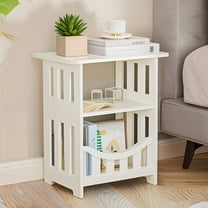 PinkSheep Bedside Table Bedroom Nightstand End Table Plant Stand Holder Storage Rack Organizer White