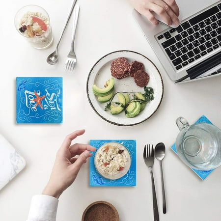 

ZHANZZK Sea is Love Set of 4 Coaster for Drinks Absorbent Ceramic Stone Coasters Cup Mat with Cork Base for Home Kitchen Room Coffee Table Bar Decor