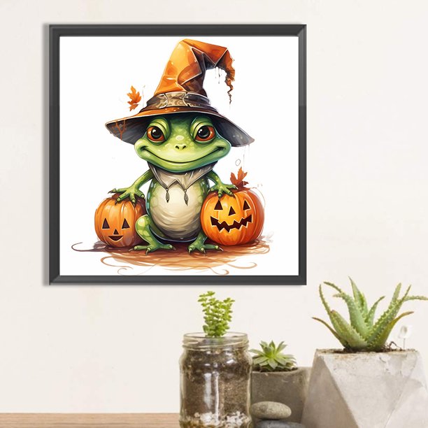5D DIY completo redondo taladro diamante pintura Halloween calabaza rana kit decoración del hogar JShteea El nuevo
