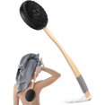 thumbnail image 1 of wonima11 Silicone Body Scrubber with Long Wooden Handle, Dual-Sided Silicone Loofah for Men Women, Detachable Super-Exfoliating Body Scrubber and Super-Lathering Shower Brush Combination, Black, 1 of 1