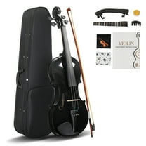 Tcbosik Violin Set, 4/4 Full Size Fiddle Kit with Hard Case, Violin Bow, Shoulder Rest, Rosin,Extra Strings and Sordine for Adults Beginners Students, Black