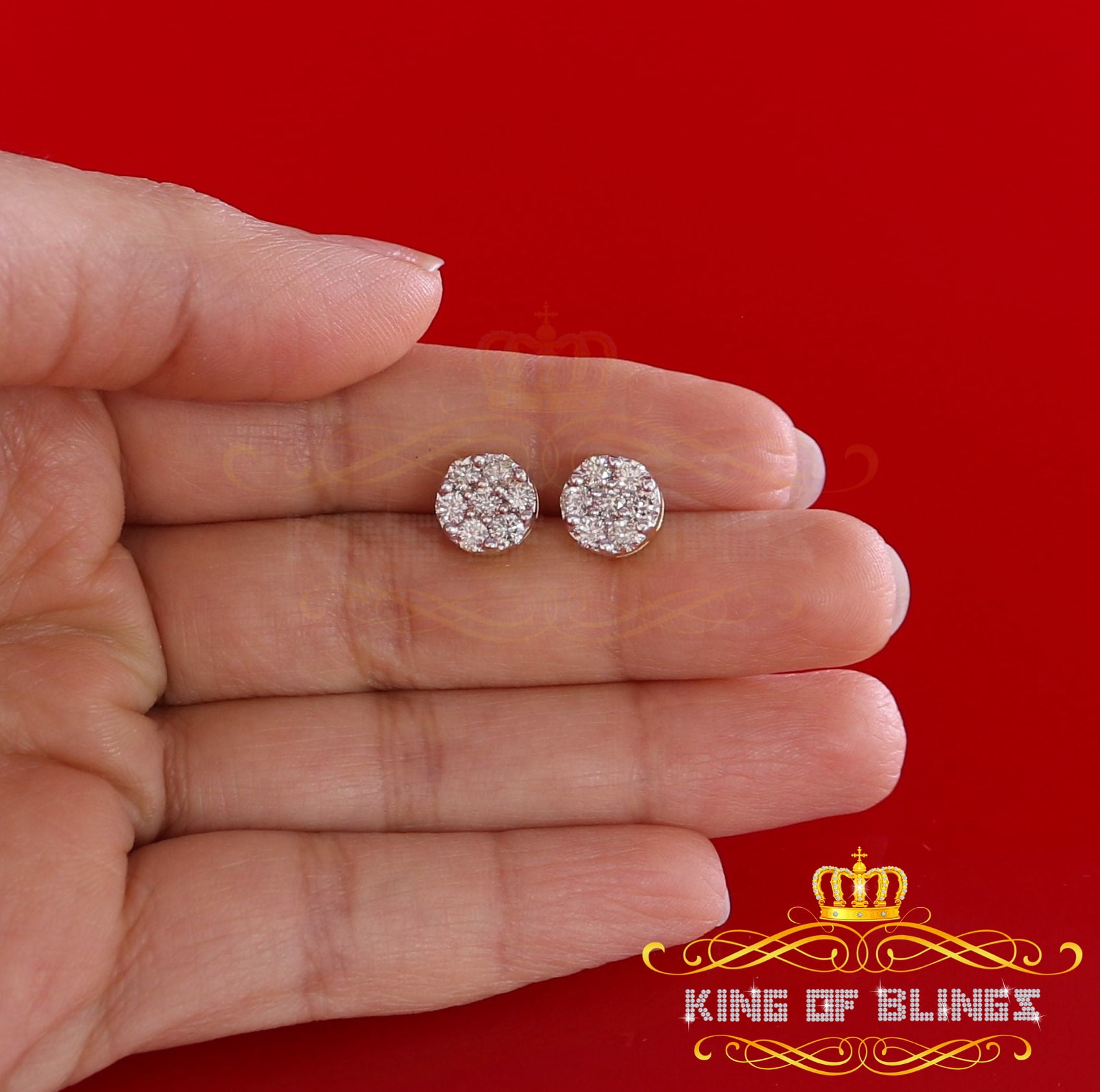 King of Bling's 10K Real Yellow Gold with 1.25CT Real Diamond Men's/Women's Stud Round Earrings