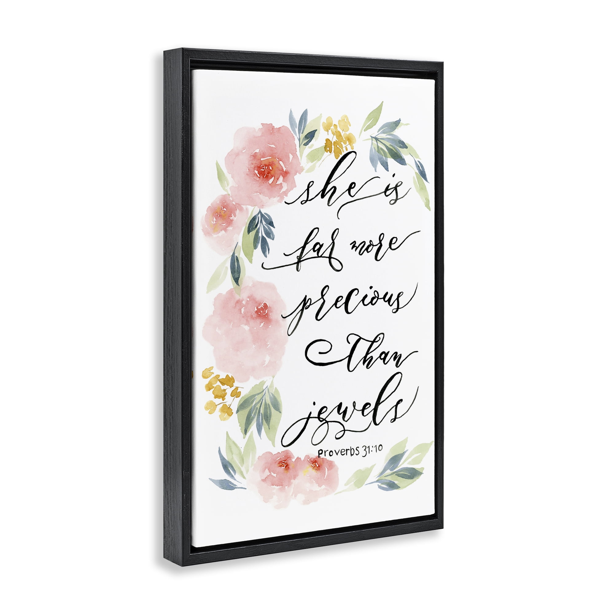 Stupell Industries Far More Precious Than Jewels Black Framed Floater Canvas Wall Art, design by Lucille Price