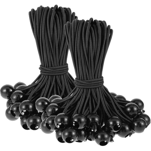 50 Packs Ball Bungee Cord 9 Inch Gazebo Canopy Tarp Tie Down Cords Heavy Duty Elastic Bungee Cords Ball with UV Resistant for Camping, Shelter,Projector Screen,Cargo,Tent Poles Multicolor