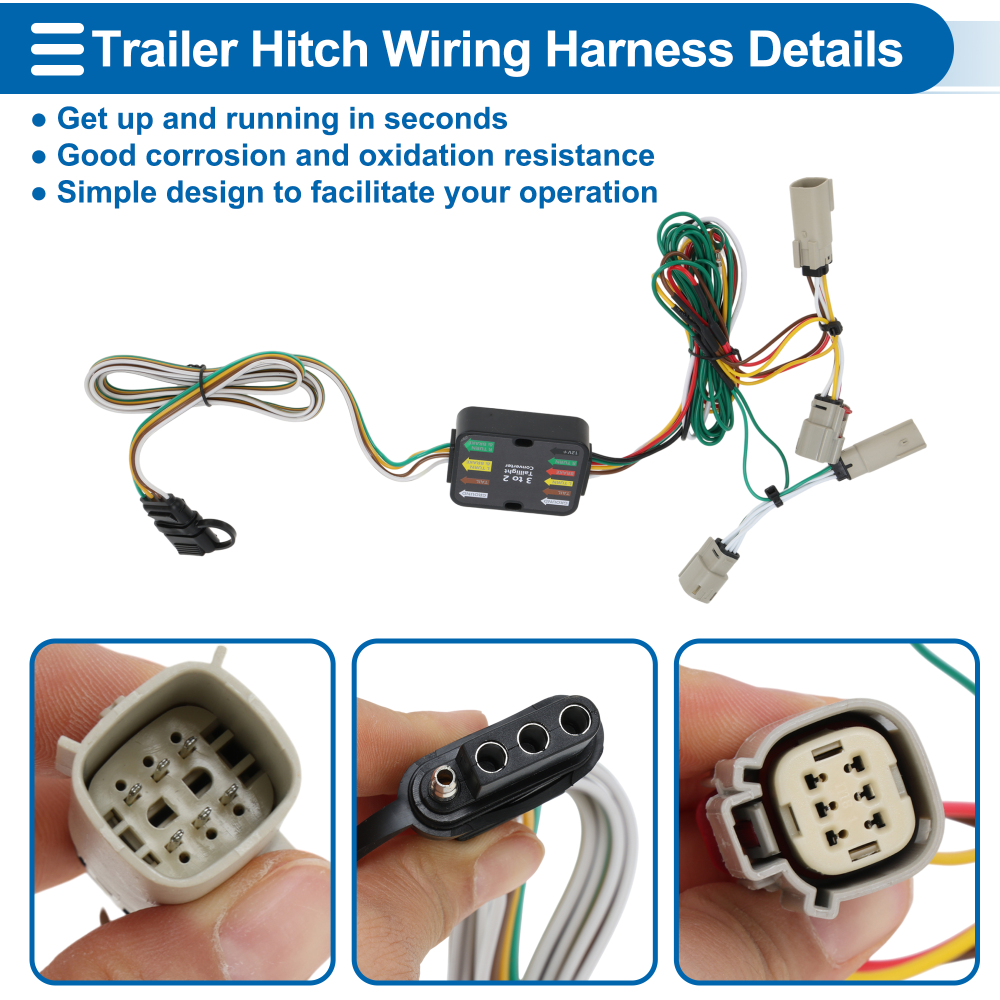 Unique Bargains 4 Pin Trailer Wiring Harness No.56436 for Ford Edge SE 2019-2024