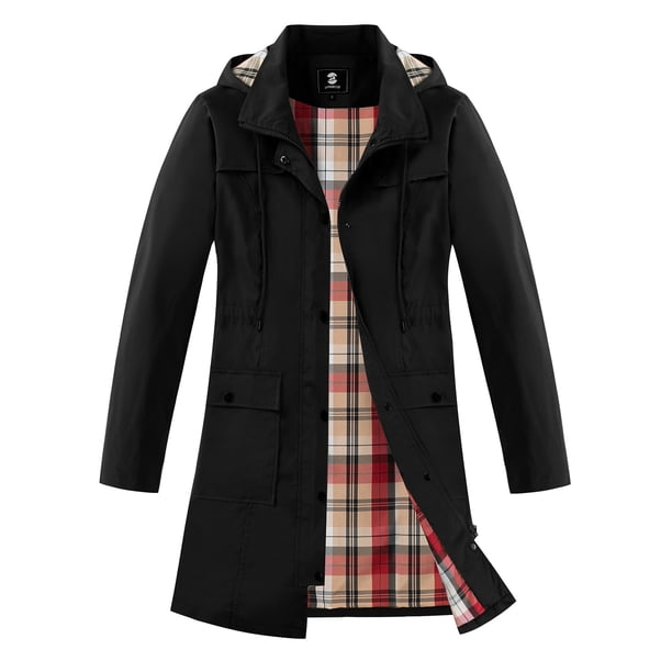 SaphiRose Women's Long Hooded Rain Jacket Outdoor Raincoat Windbreaker