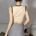 thumbnail image 5 of SAYOO Women's Tanks Tops with Letter Pattern, Skinny Version Navel Crew Neck Summer Clothing, 5 of 7