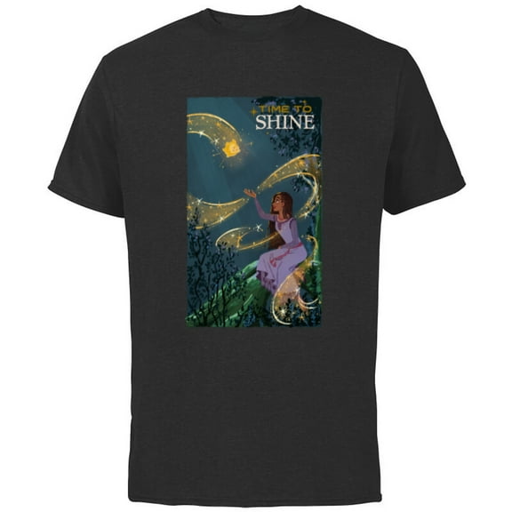 Disney Wish Asha and Star Time to Shine - Short Sleeve Cotton T-Shirt for Adults - Customized-Black