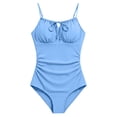 thumbnail image 7 of jiaxiM Girls One Piece Swimsuit Cutout Girls Bathing Suits Spaghetti Strap Cute Ruffle Allover Printed Swimsuit Quick-Dry Swimwear Tummy Control, 7 of 7