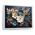 thumbnail image 3 of Designart "Spring Elegance Blue and Gold Flower Blooms" Oversized Floral Framed Wall Art - Traditional Blue Flowers Entryway Framed Wall Art Print, 3 of 7