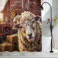 thumbnail image 2 of Farm Sheep Extra Long Shower Curtain Set, Waterproof Shower Curtains for Bathroom, Farmhouse Barn Funny Animals Butterfly Washable Fabric Bath Curtain for Bathtub Decoration with Hooks 72x96 Inches, 2 of 9