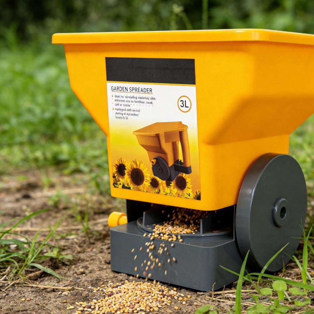 Hand Operated Lawns Spreader Tool Adjustable Flows Control For Uniform Distribution Of Compost Lime And Seedling