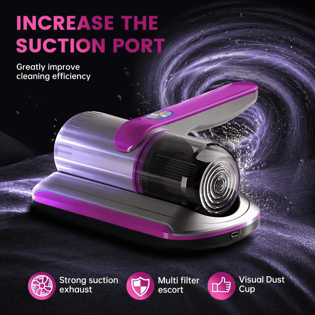 Cordless Mattress Vacuum Cleaner with Ultrasonic Heating Tech, Handheld Bed Vacuum Cleaner for Deep Cleaning Beds, Sofa, Pet Hair