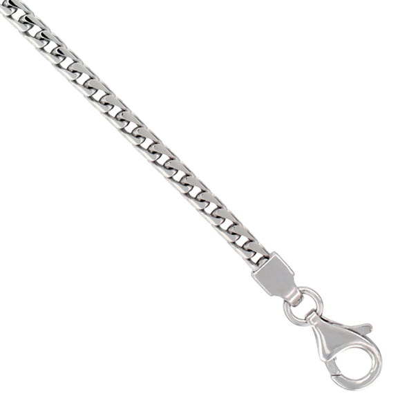 925 Sterling Silver 3mm Rhodium Franco Chain Necklace Nickel Free Italy