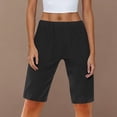 thumbnail image 4 of RYRJJ Bermuda Shorts for Women Knee Length Elastic Waist Drawstring Loose Wide Leg Shorts Summer Casual Beach Short Pants with Pockets(Black,S), 4 of 9